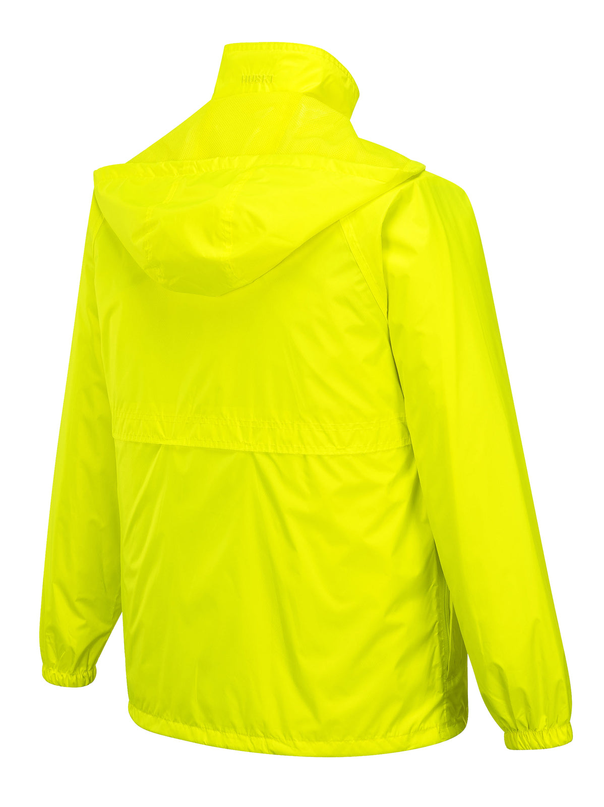 HUSKI STRATUS RAIN JACKET Waterproof Workwear Concealed Hood Windproof Packable - Yellow Fluro - L 4