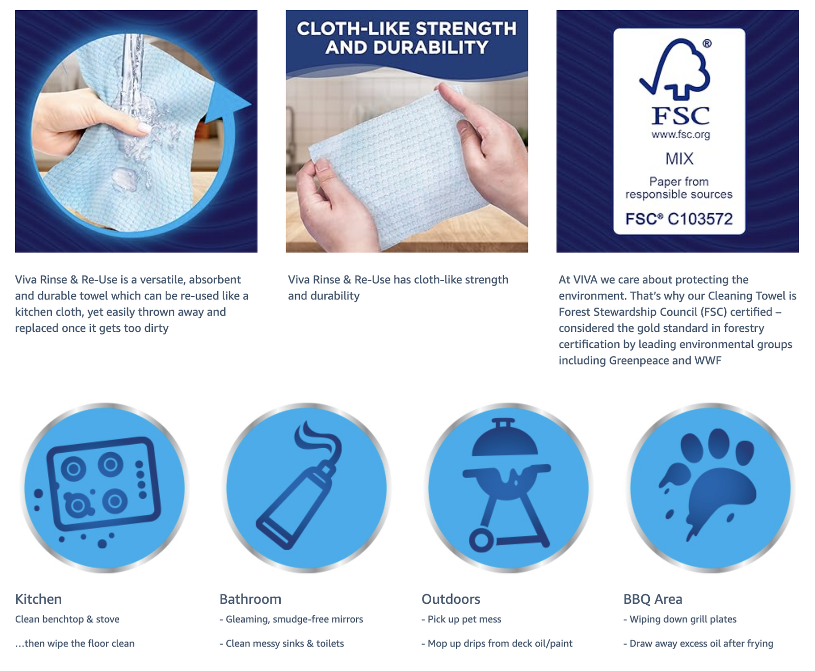 Viva Paper Towel Rinse & Re-Use Towel Reusable 20 Sheets 3