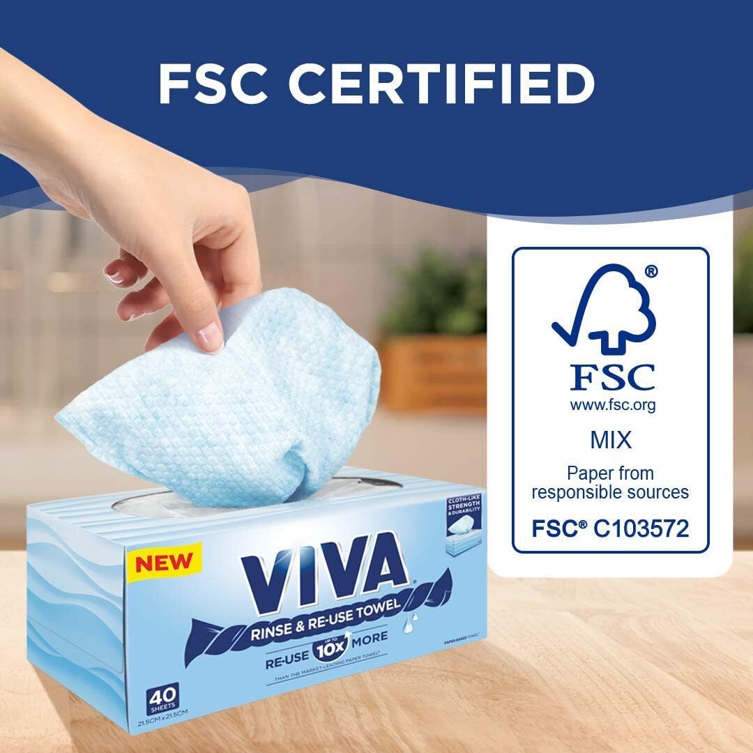480x Viva Paper Towel Rinse & Re-Use Towel Reusable 20 Sheets x 24 Packs Bulk Box 5
