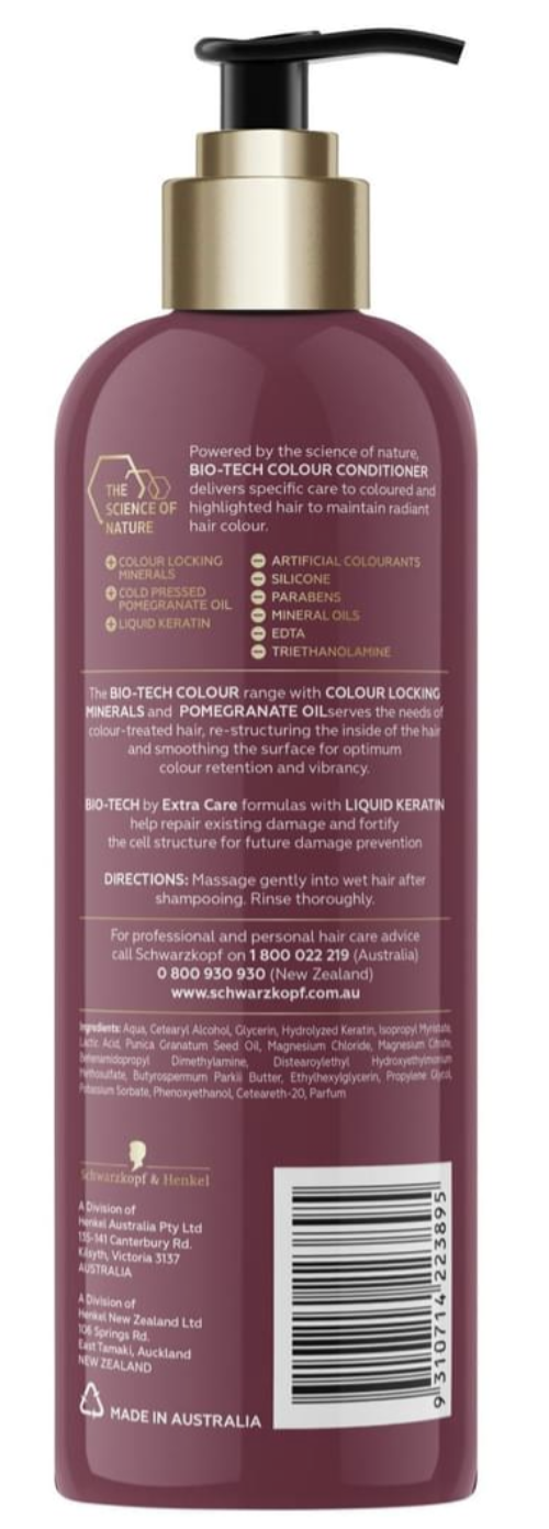 Schwarzkopf Bio-Tech Conditioner + Colour Locking Minerals Pomegranate Oil 500ml 3