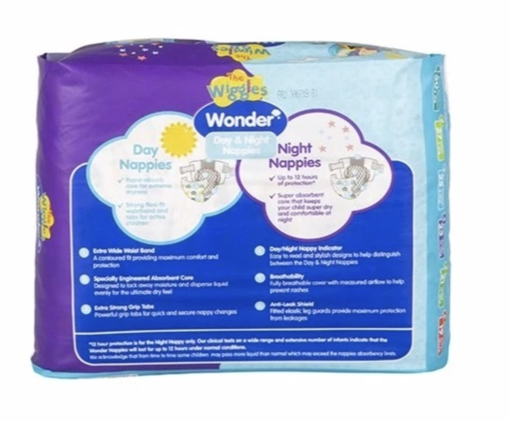 Wonder Pk25 the Wiggles Day & Night Nappies Diapers Crawler 6 - 11 Kg Size 3 3