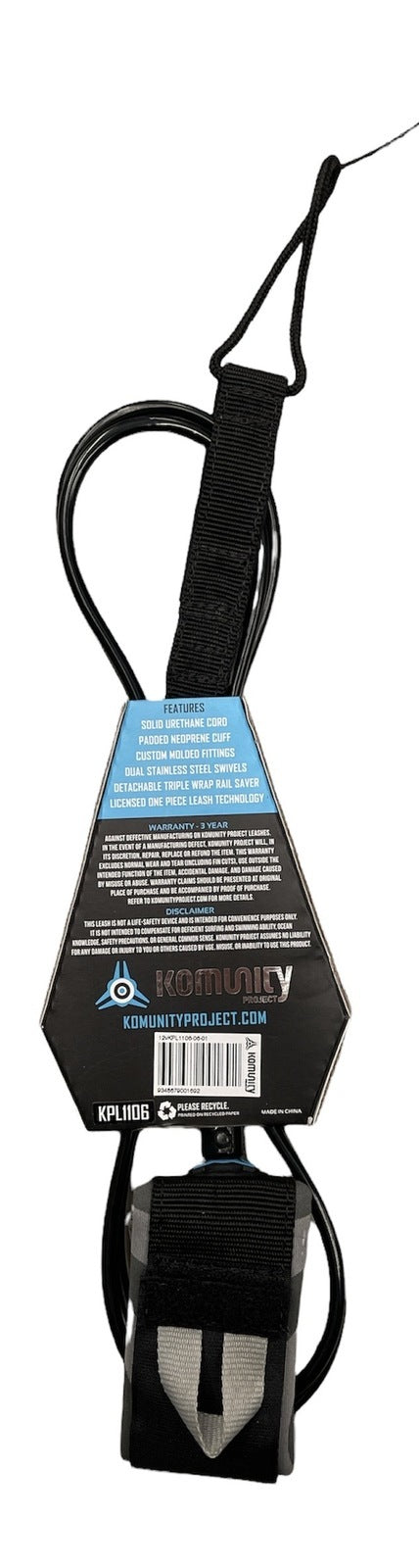 Komunity KS 1.1 6ft Ultimate Super Comp Leash Surfboard Legrope Leash Surf Surfing Leg Rope 3
