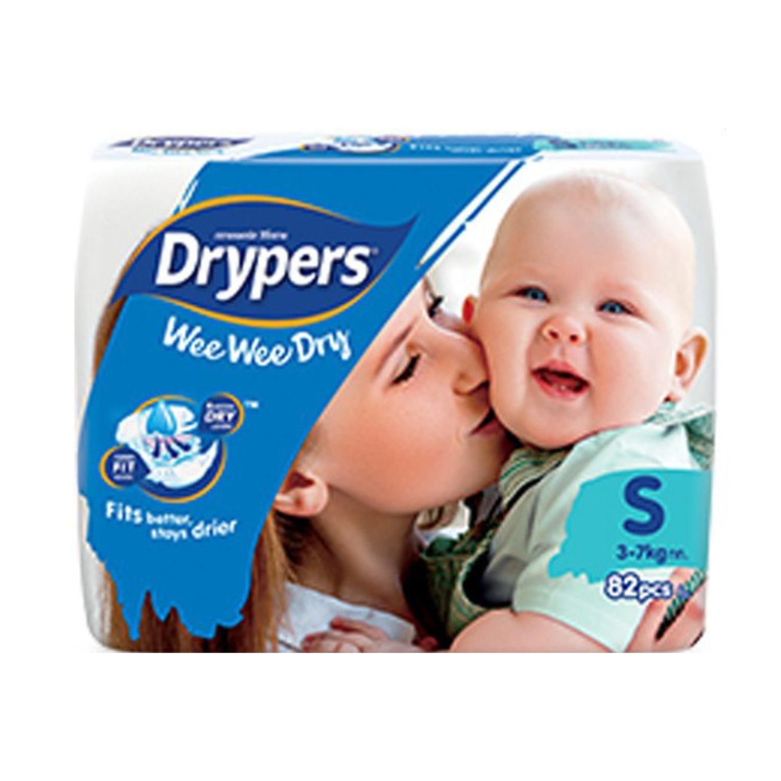 1pk 82 Drypers Baby Wee Wee Dry Nappies Nappy Diapers - Small 3-7Kg Diapers 3