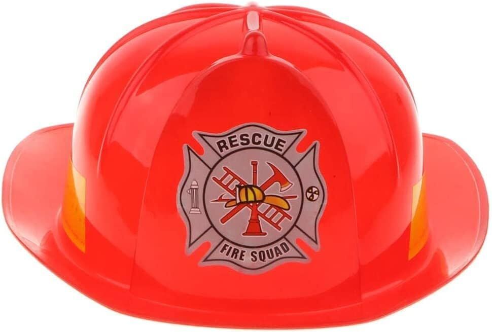 KIDS FIREMAN HAT Firemans Helmet Costume Dress Up Party Red Plastic Halloween Cap 3