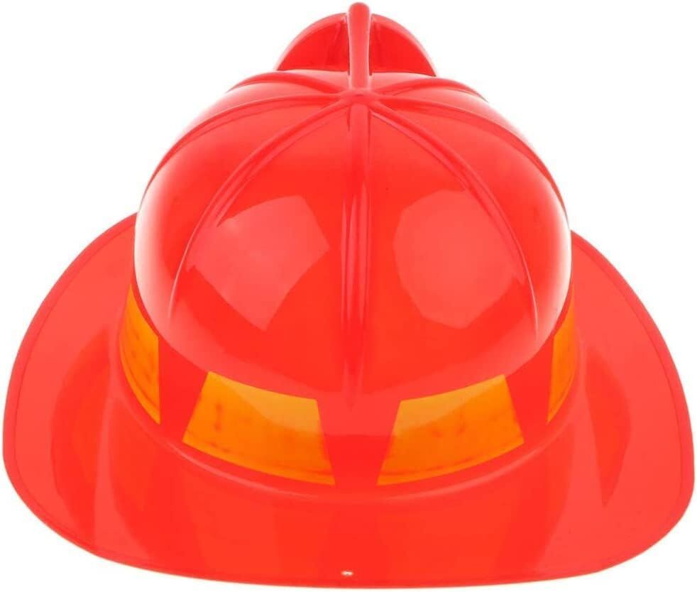 KIDS FIREMAN HAT Firemans Helmet Costume Dress Up Party Red Plastic Halloween Cap 5
