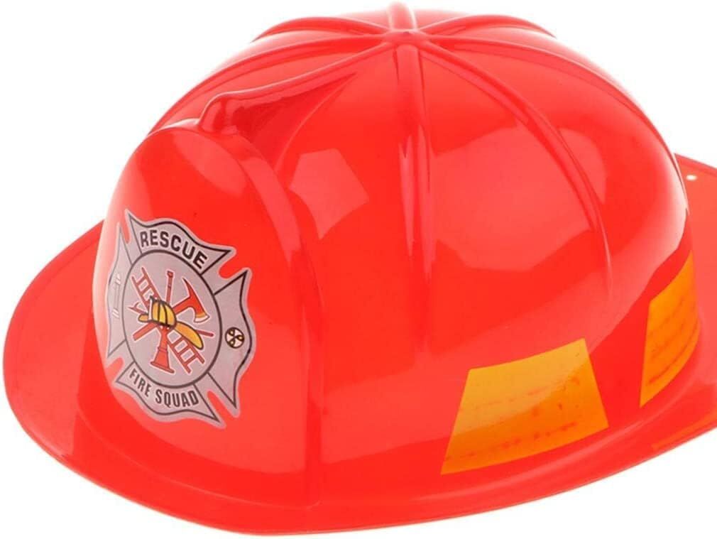 KIDS FIREMAN HAT Firemans Helmet Costume Dress Up Party Red Plastic Halloween Cap 6