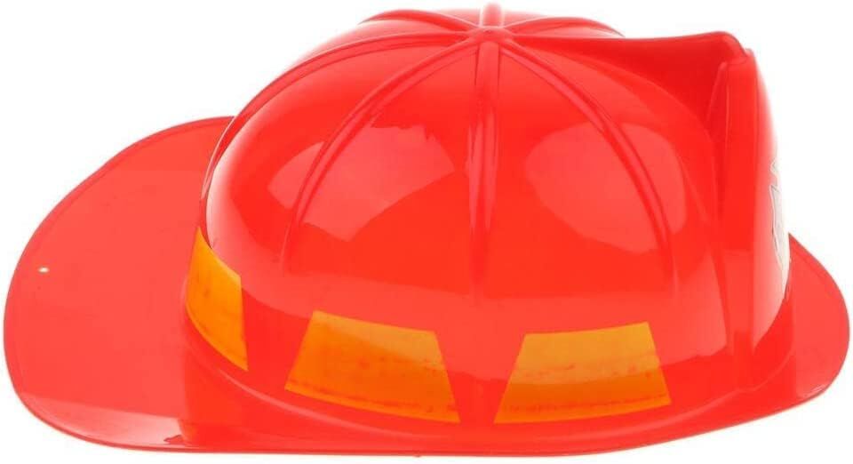 KIDS FIREMAN HAT Firemans Helmet Costume Dress Up Party Red Plastic Halloween Cap 7
