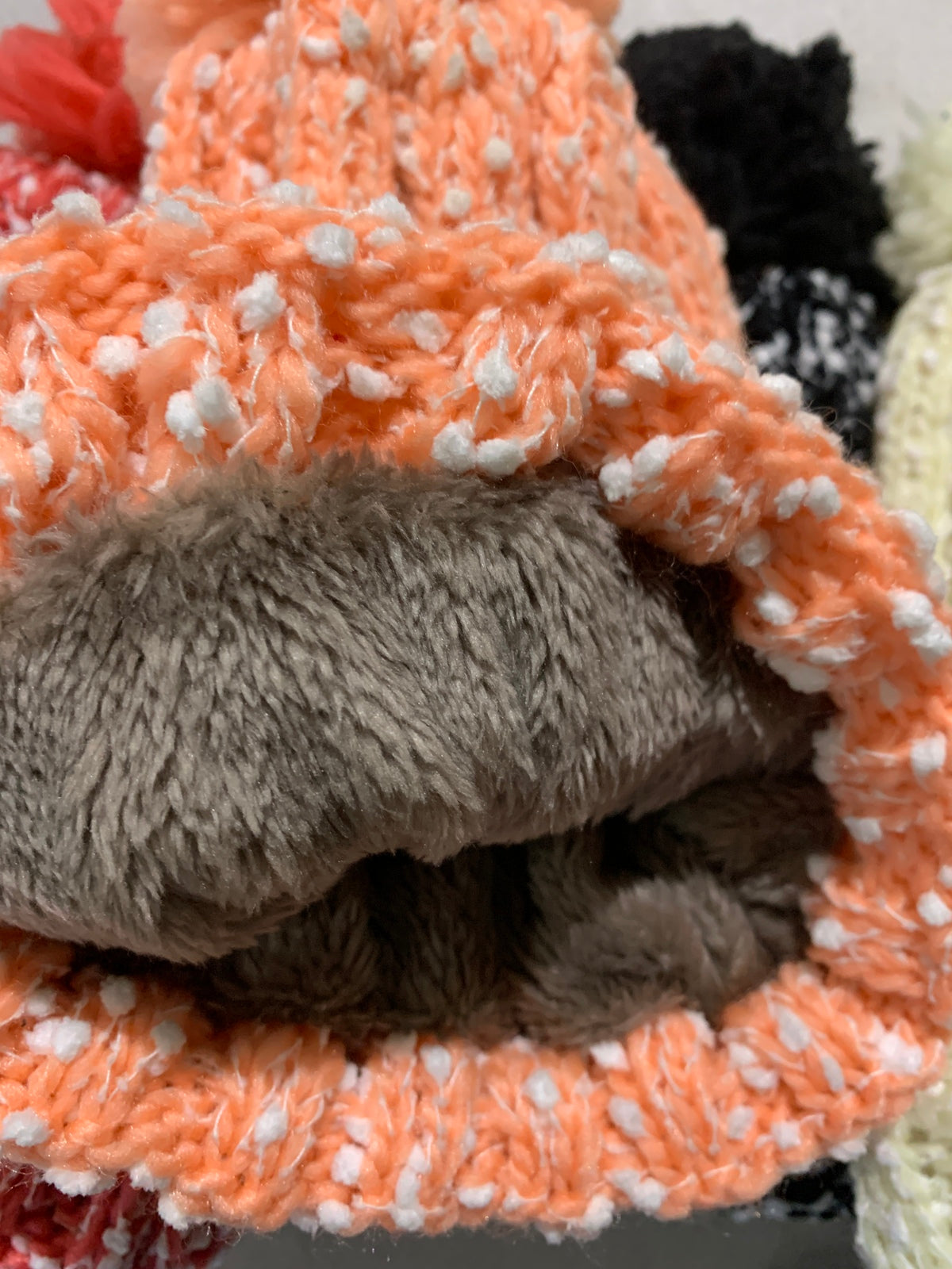 Womens Thick Knit Beanie Winter Fleece Lined Hat Warm Faux Fur Pom Striped Ski 3