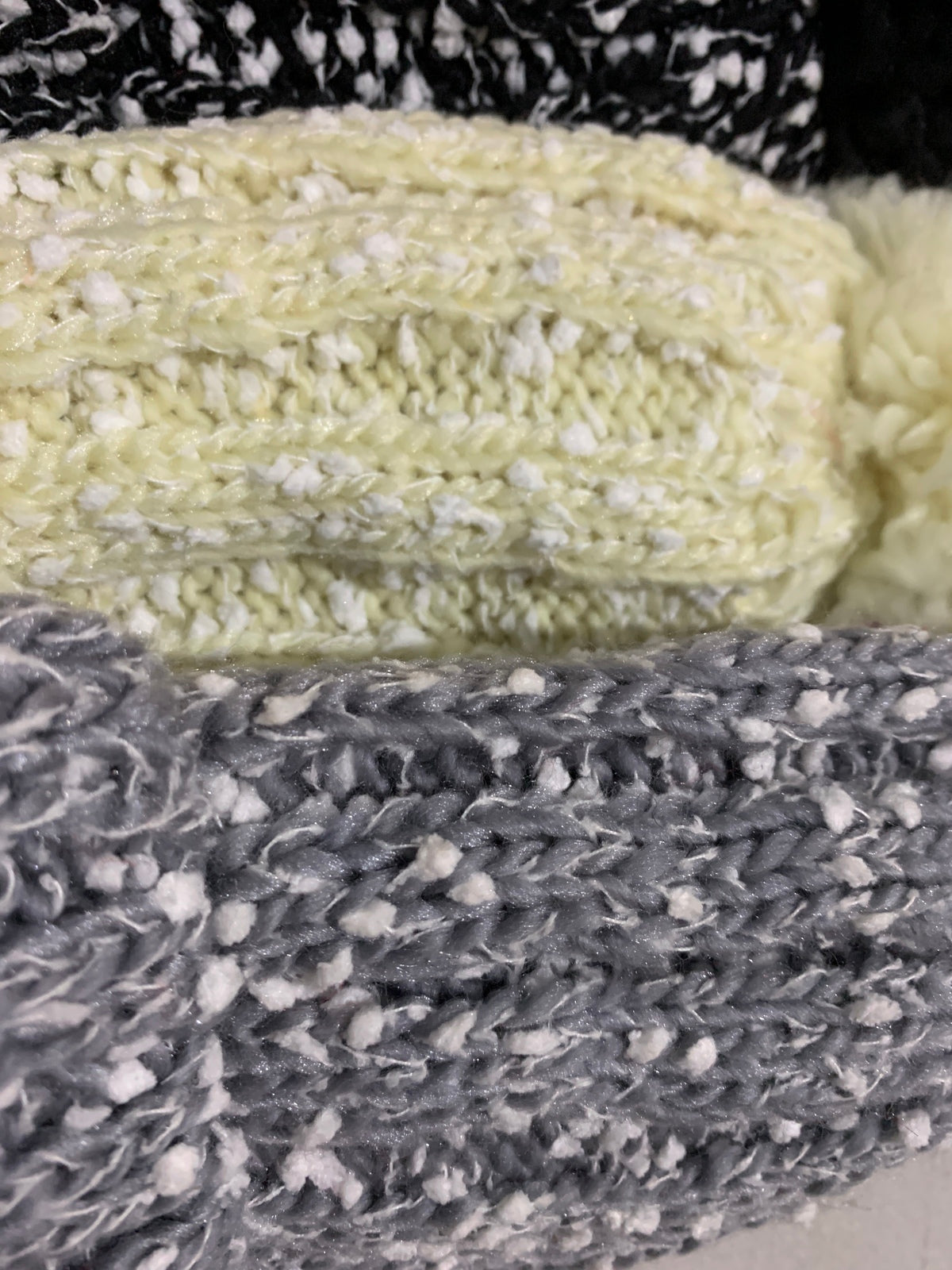 Womens Thick Knit Beanie Winter Fleece Lined Hat Warm Faux Fur Pom Striped Ski 5