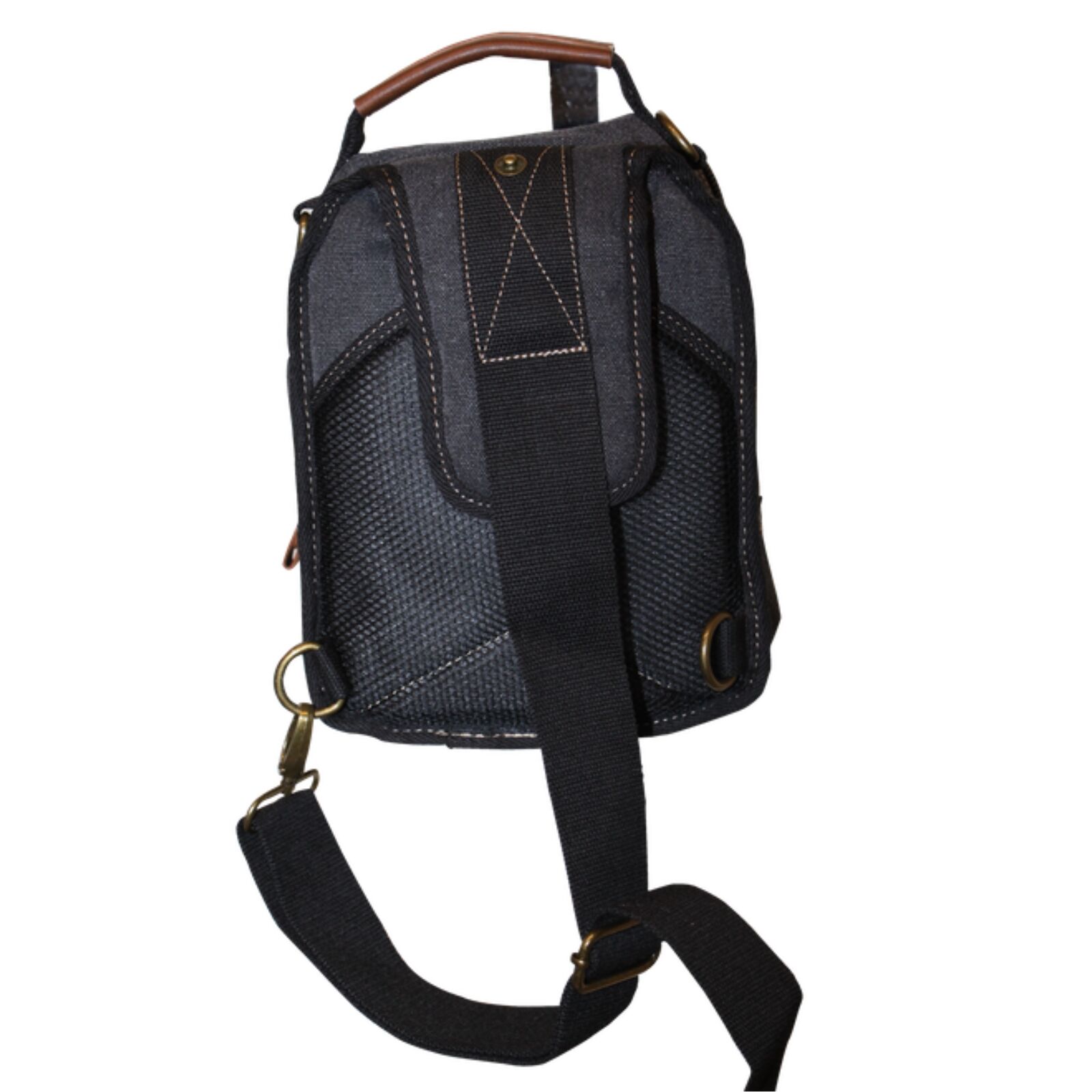 FIB Canvas Sling Bag Shoulder Strap Messenger Travel Pack w Tablet Pocket - Black 4