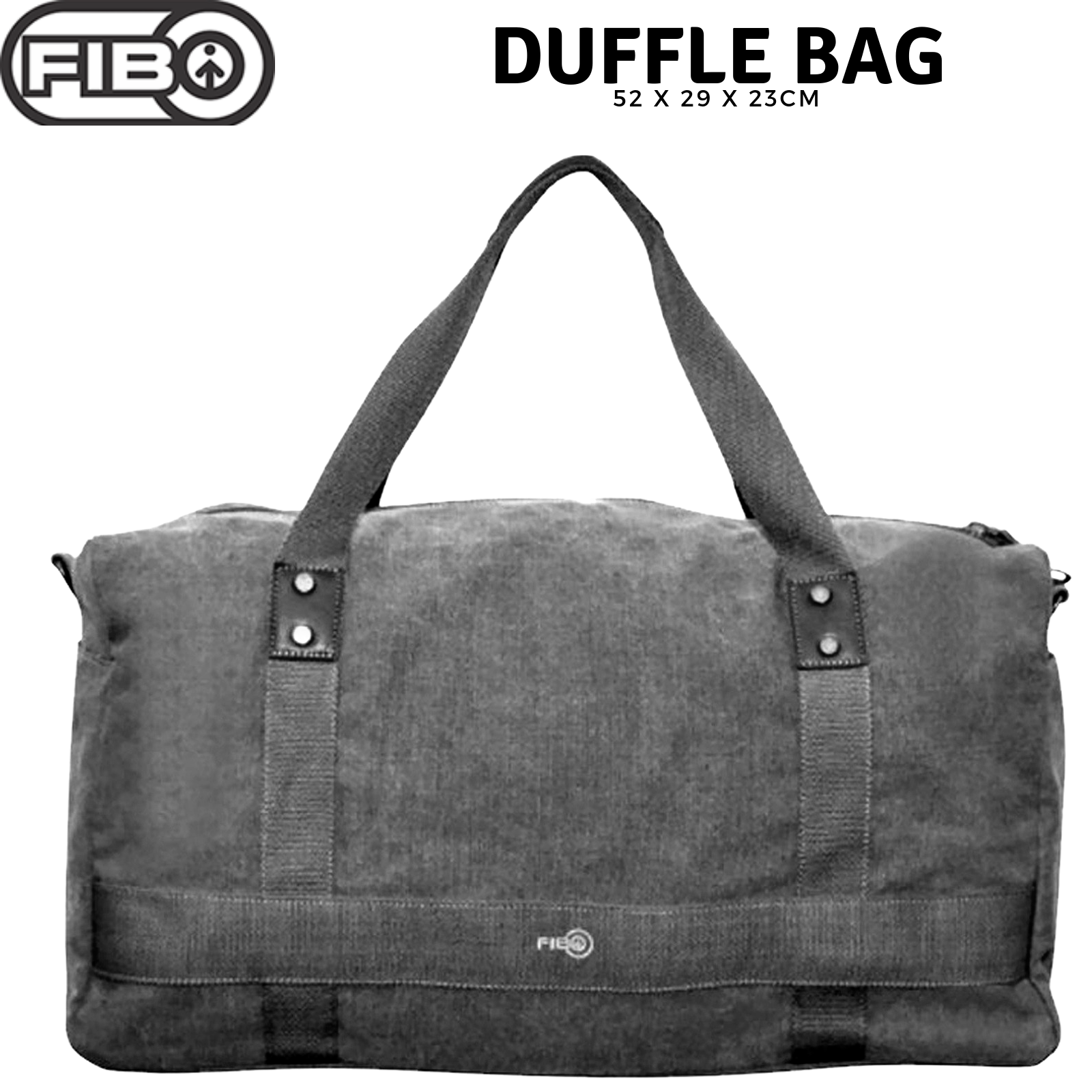 FIB 52cm Canvas Travel Duffle Bag Casual Duffel - Black 5