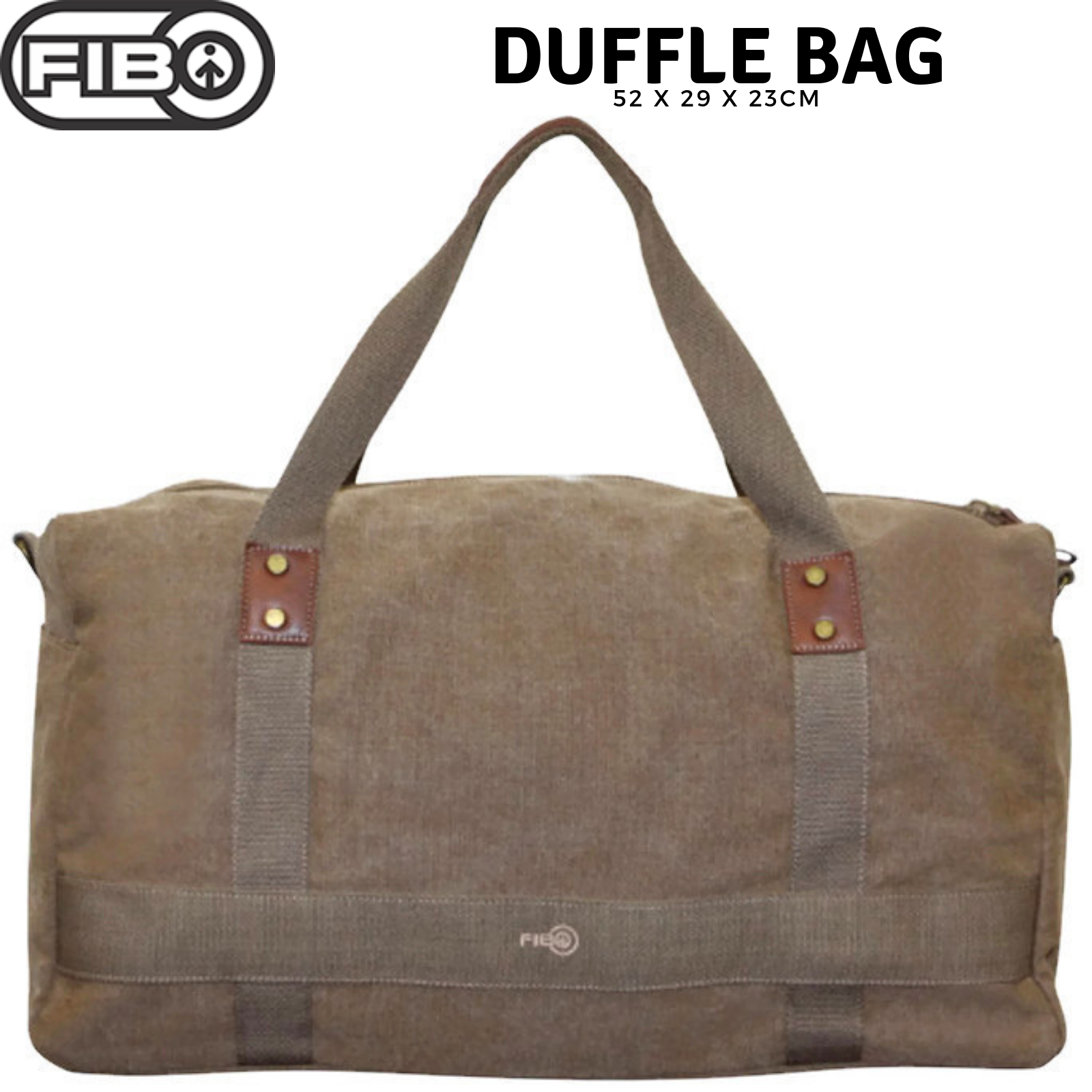FIB 52cm Canvas Travel Duffle Bag Casual Duffel - Khaki 4