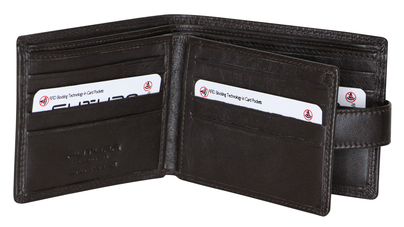Futura Mens RFID Leather Fold Over Wallet - Brown 4
