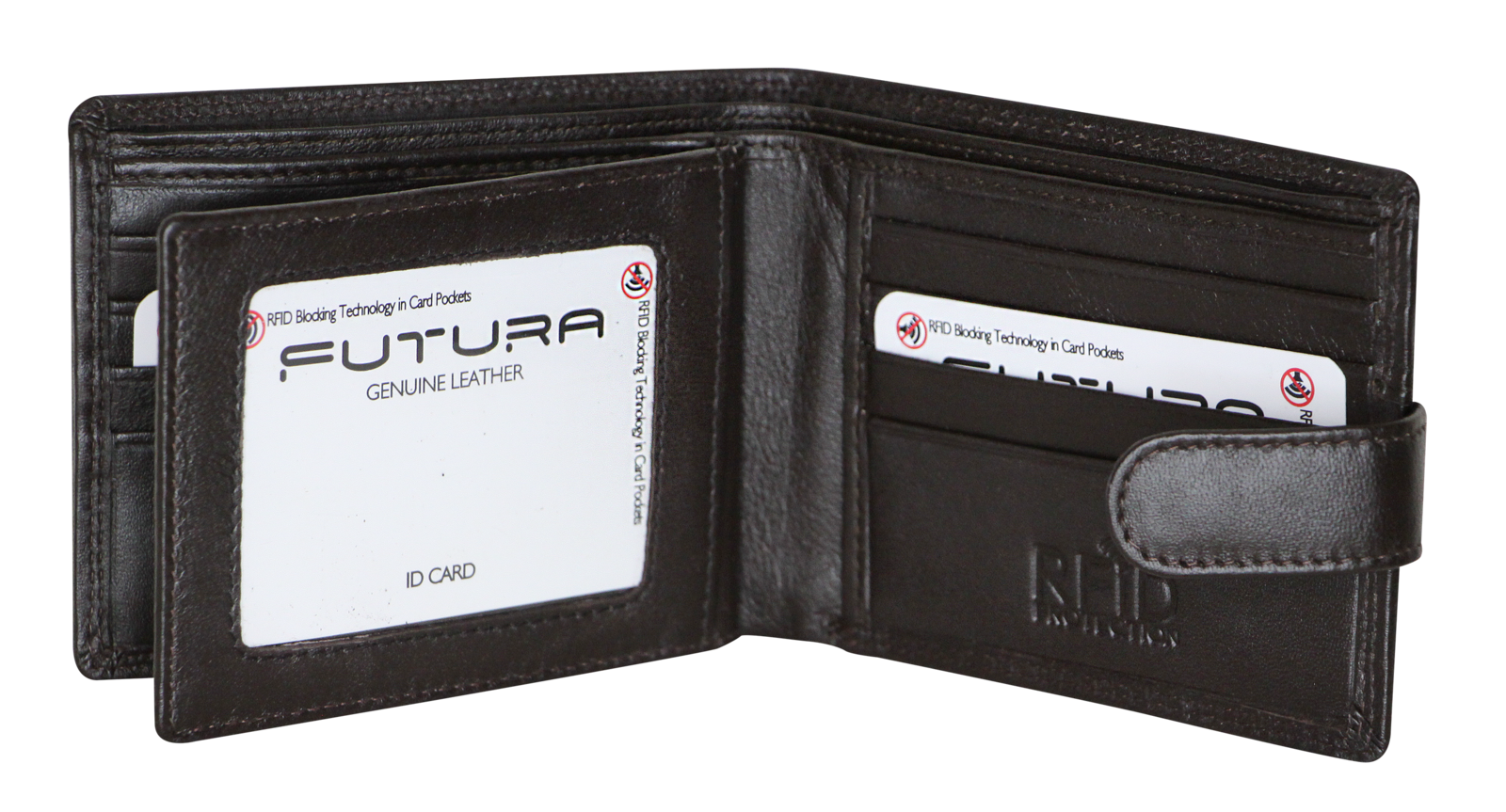Futura Mens RFID Leather Fold Over Wallet - Brown 5