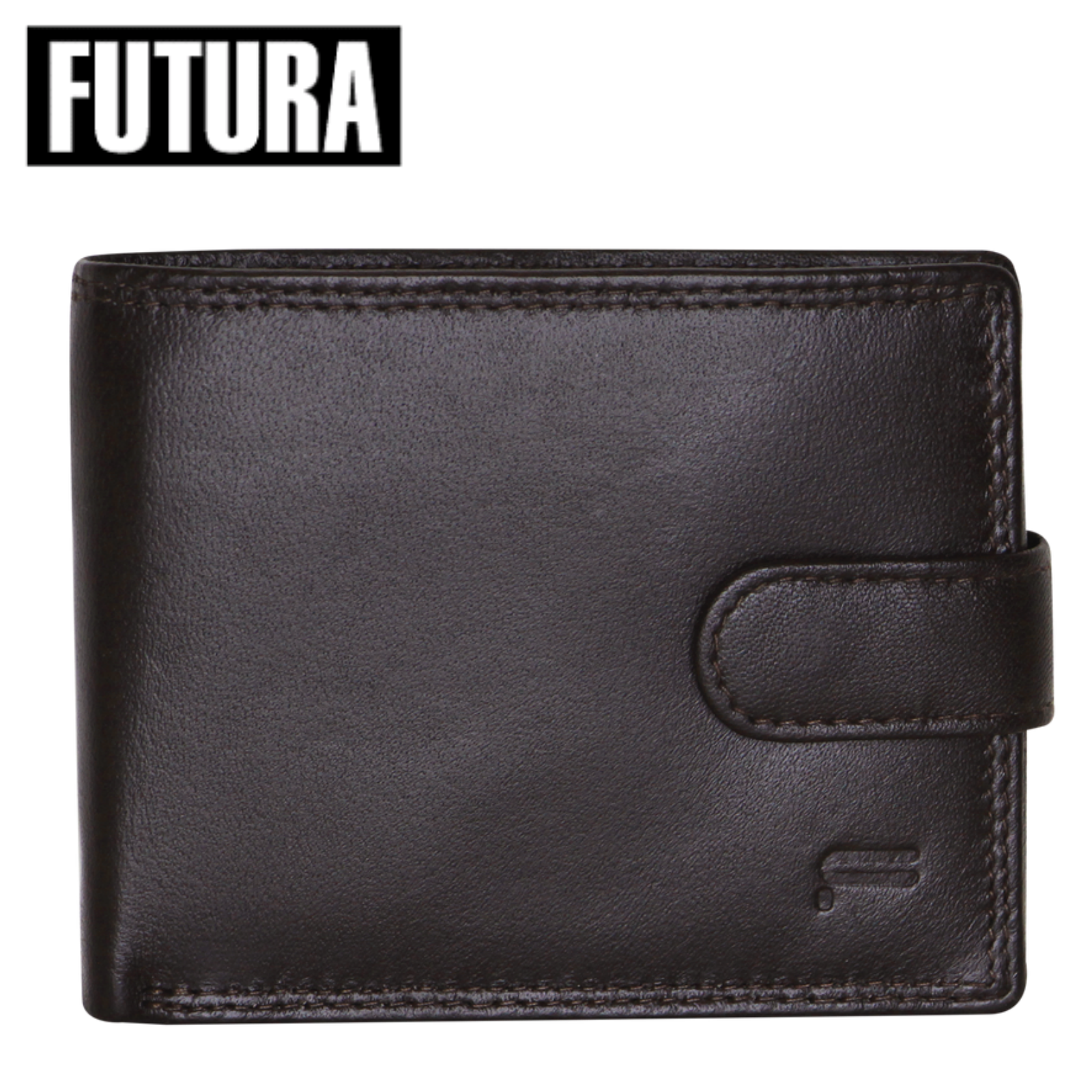 Futura Mens RFID Leather Coin Fold Over Wallet - Brown 4
