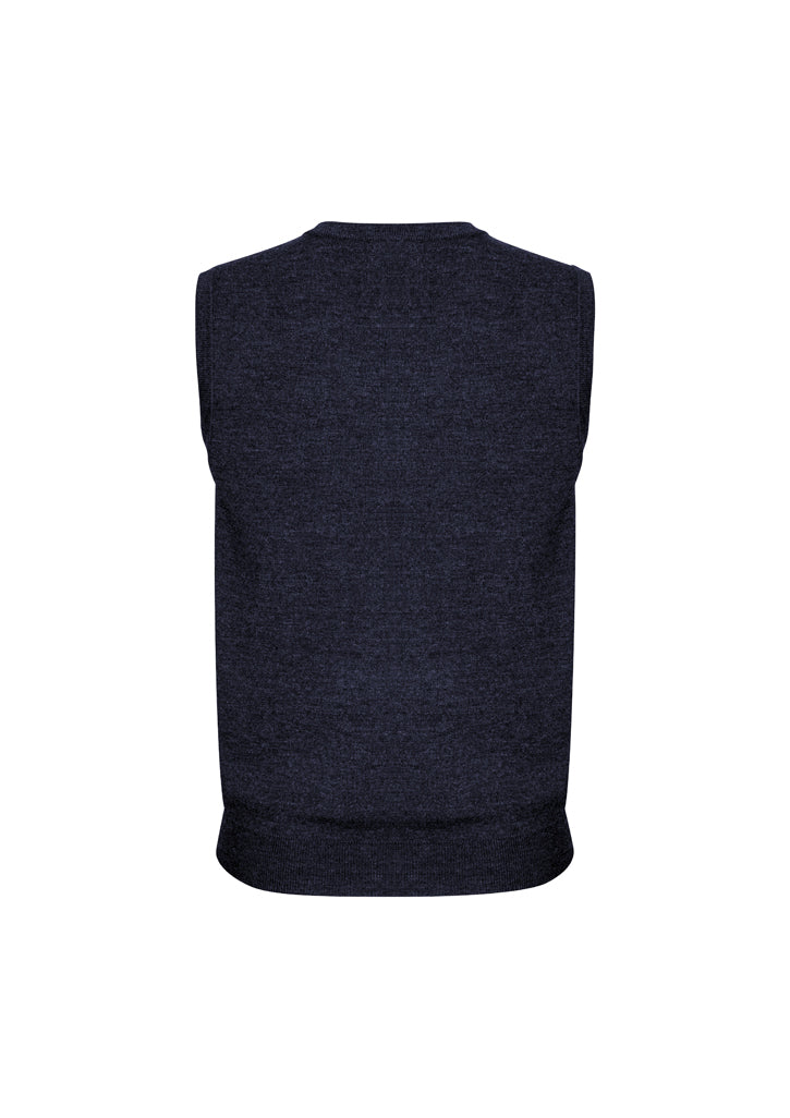 Mens Wool Blend V Neck Vest Sleeveless Double Knit  - Navy - X-Small 3