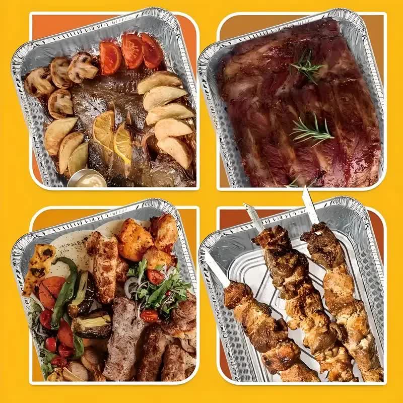 120x Aluminium Disposable Foil Food Container Trays Pans Baking Roast Bulk 22x15.5x5cm 4