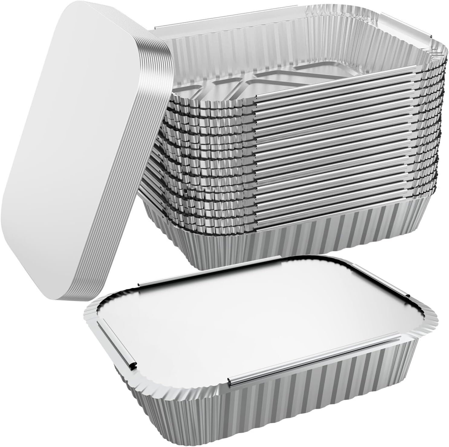144x Aluminium Disposable Foil Food Container Trays Pans w/ Lids Covers Bulk 22cm*15cm*4.5cm