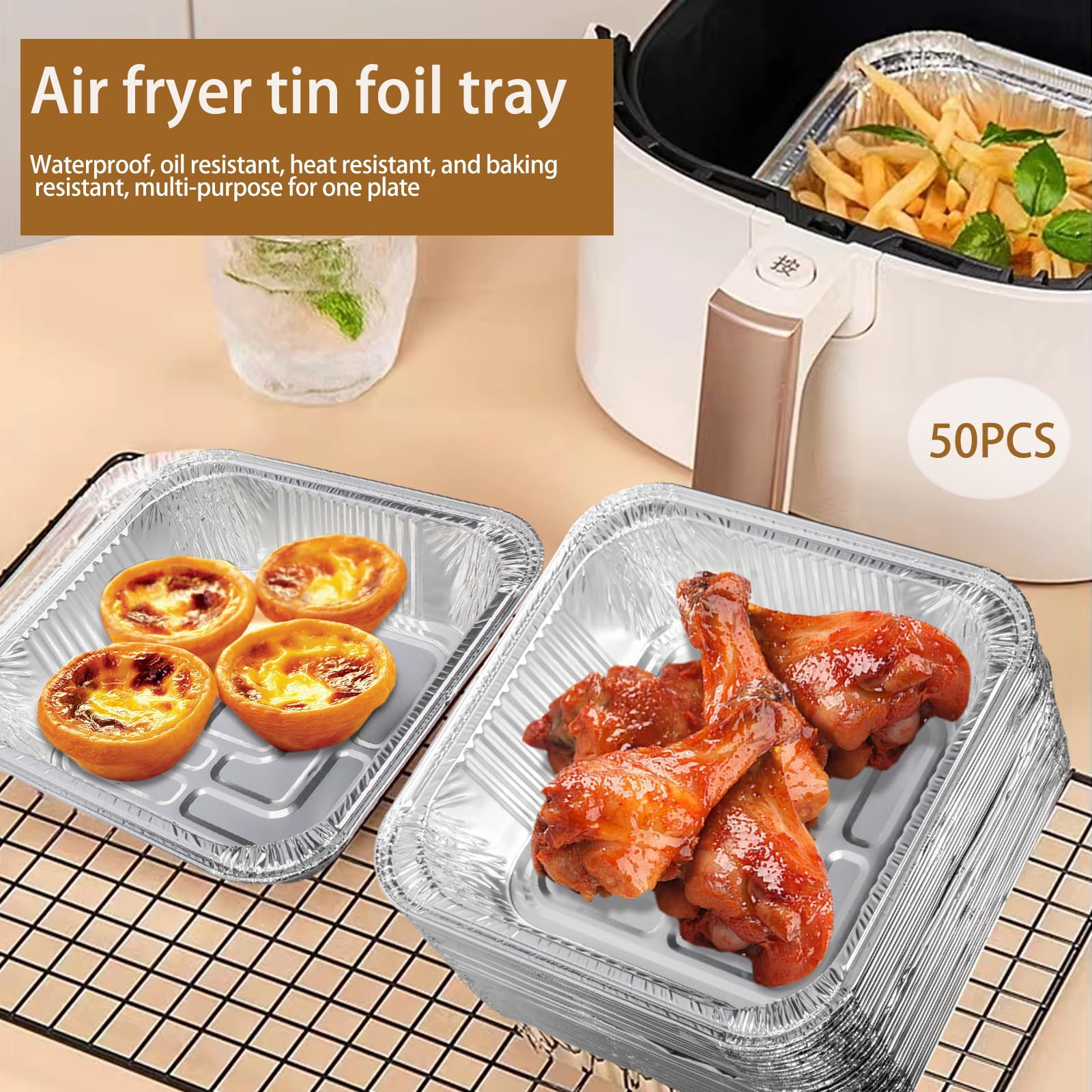 48x Deep Foil Aluminium Disposable Food Container Trays Pans Baking Roast Bulk 33x27x11cm 4