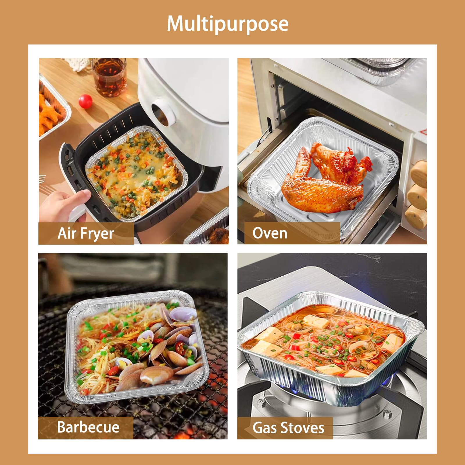 48x Deep Foil Aluminium Disposable Food Container Trays Pans Baking Roast Bulk 33x27x11cm 7
