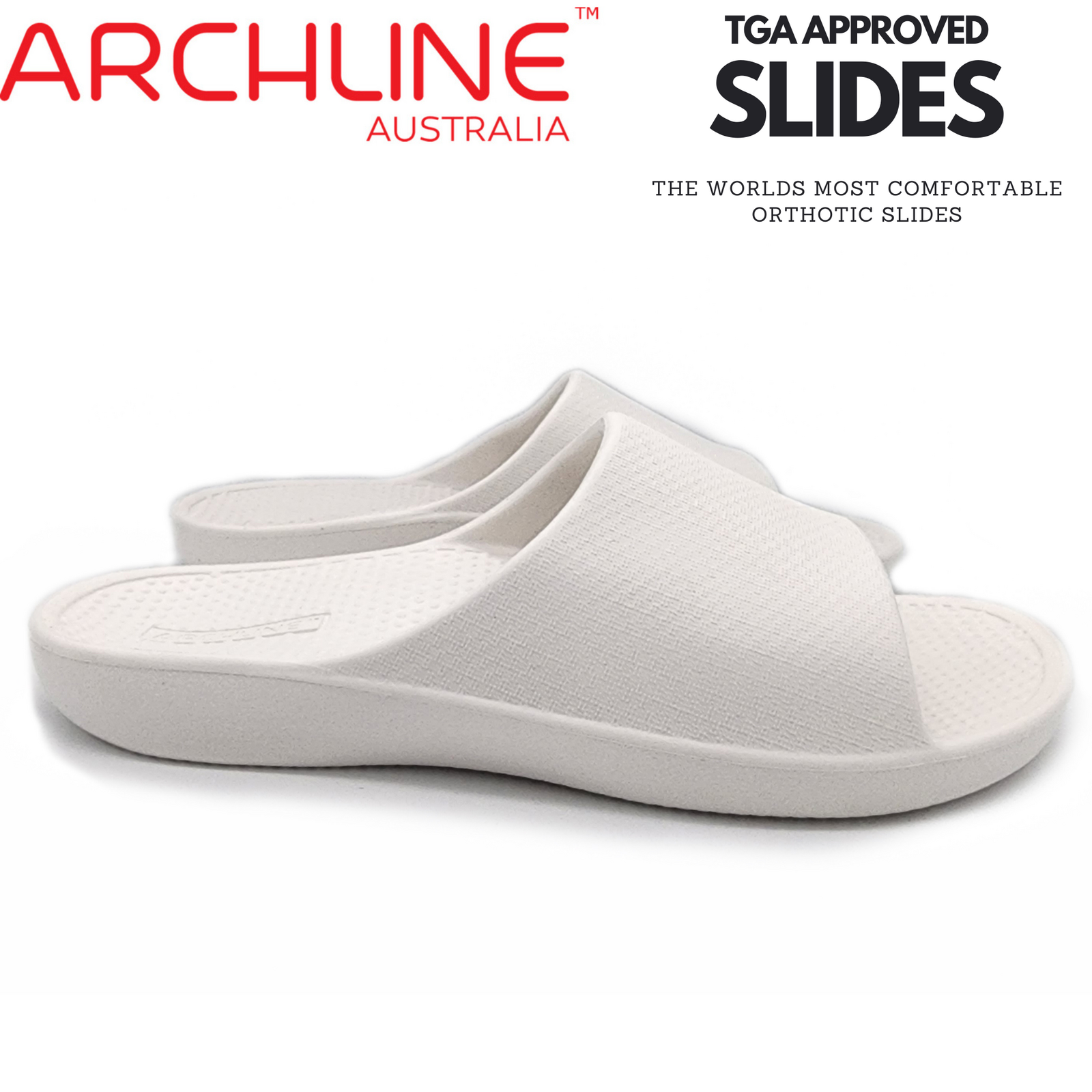 Archline Rebound Orthotic Slides Flip Flop Thongs Slip On Arch Support - White - Euro 44 11