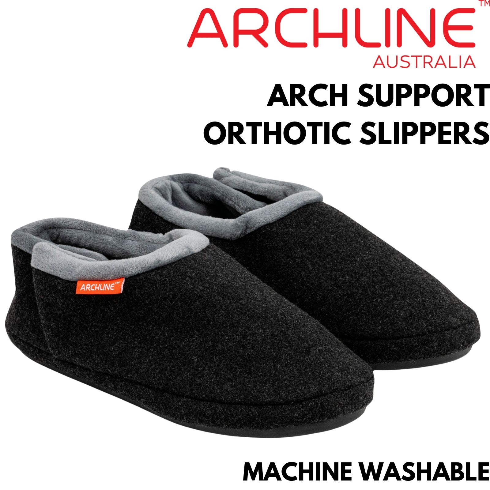 ARCHLINE Orthotic Slippers CLOSED Arch Scuffs Orthopedic Moccasins Shoes in Charcoal Marle - EUR 38
