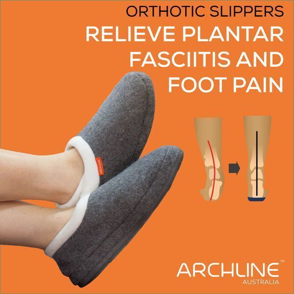 ARCHLINE Orthotic Slippers CLOSED Arch Scuffs Orthopedic Moccasins Shoes in Charcoal Marle - EUR 39 10