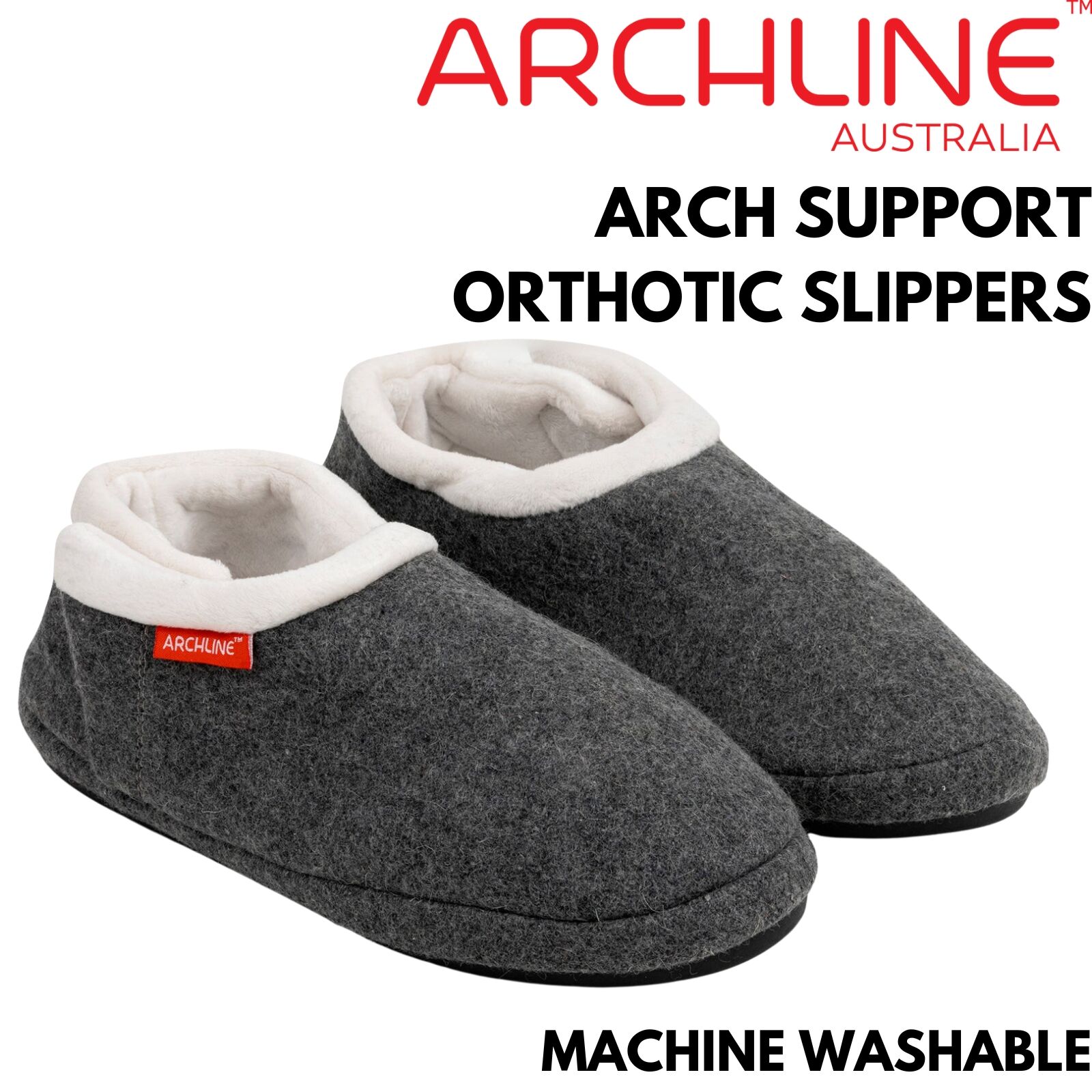 ARCHLINE Orthotic Slippers CLOSED Arch Scuffs Orthopedic Moccasins Shoes in Grey Marle - EUR 47