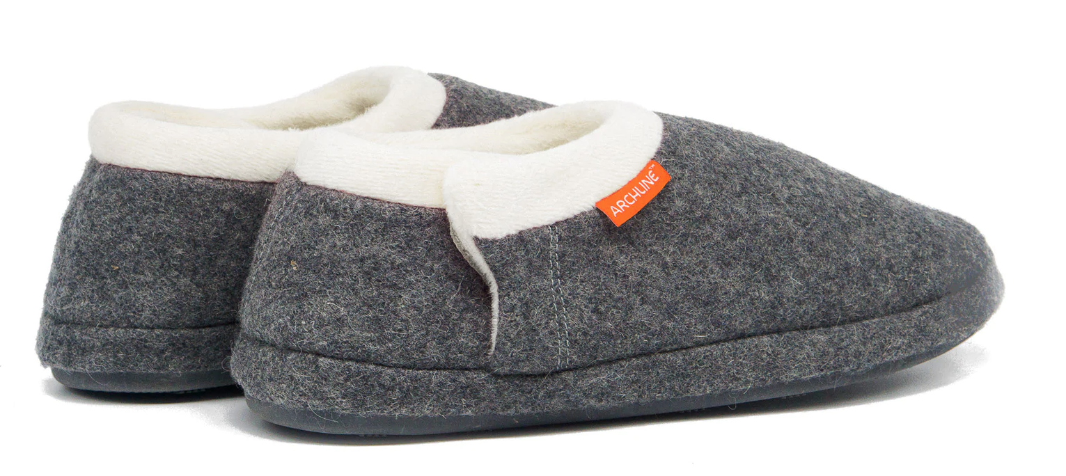 ARCHLINE Orthotic Slippers CLOSED Arch Scuffs Orthopedic Moccasins Shoes in Grey Marle - EUR 47 6