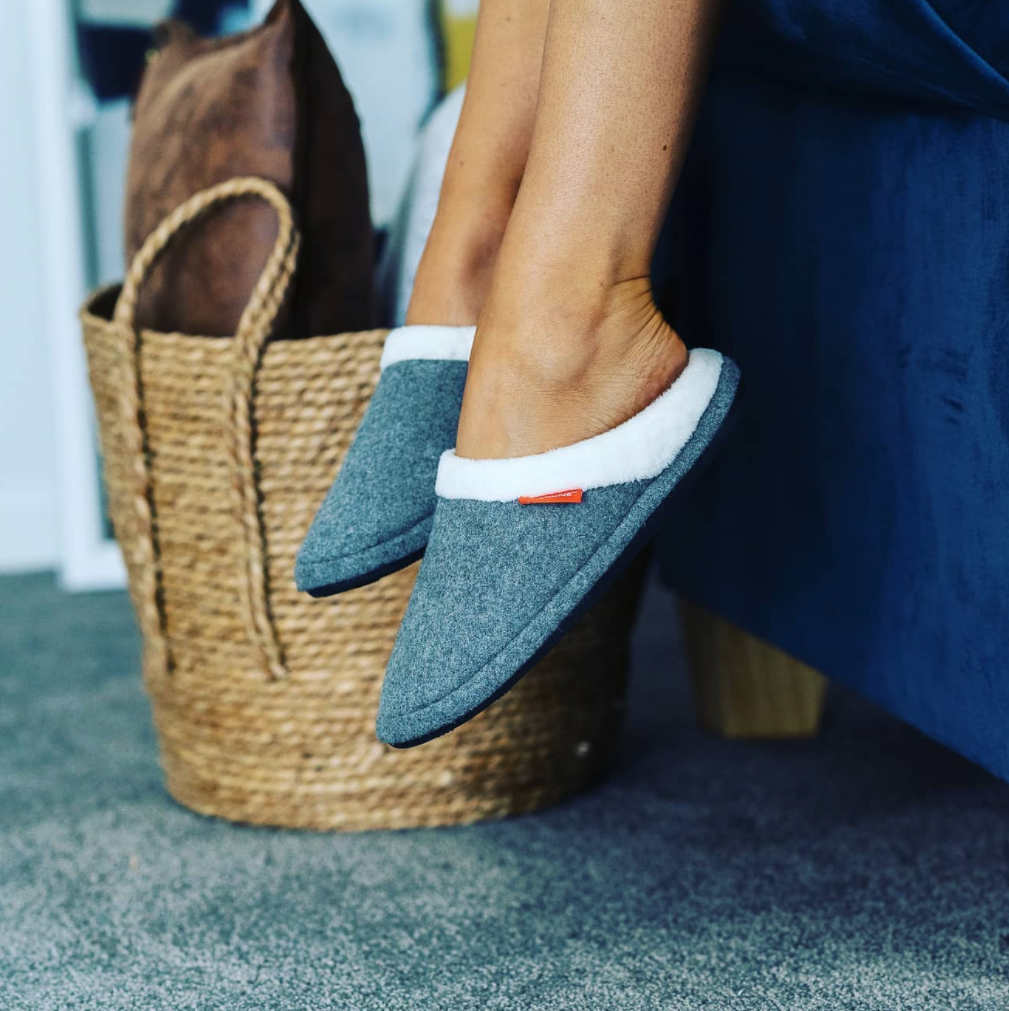 ARCHLINE Orthotic Slippers Slip On Arch Scuffs Orthopedic Moccasins in Grey Marle - EUR 36 5