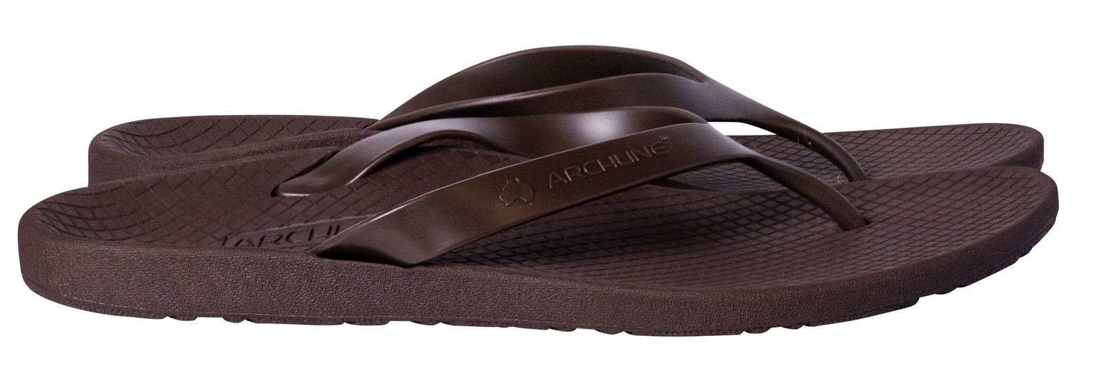 ARCHLINE Orthotic Thongs Arch Support Shoes Footwear Flip Flops Orthopedic - Brown/Brown - EUR 42 5