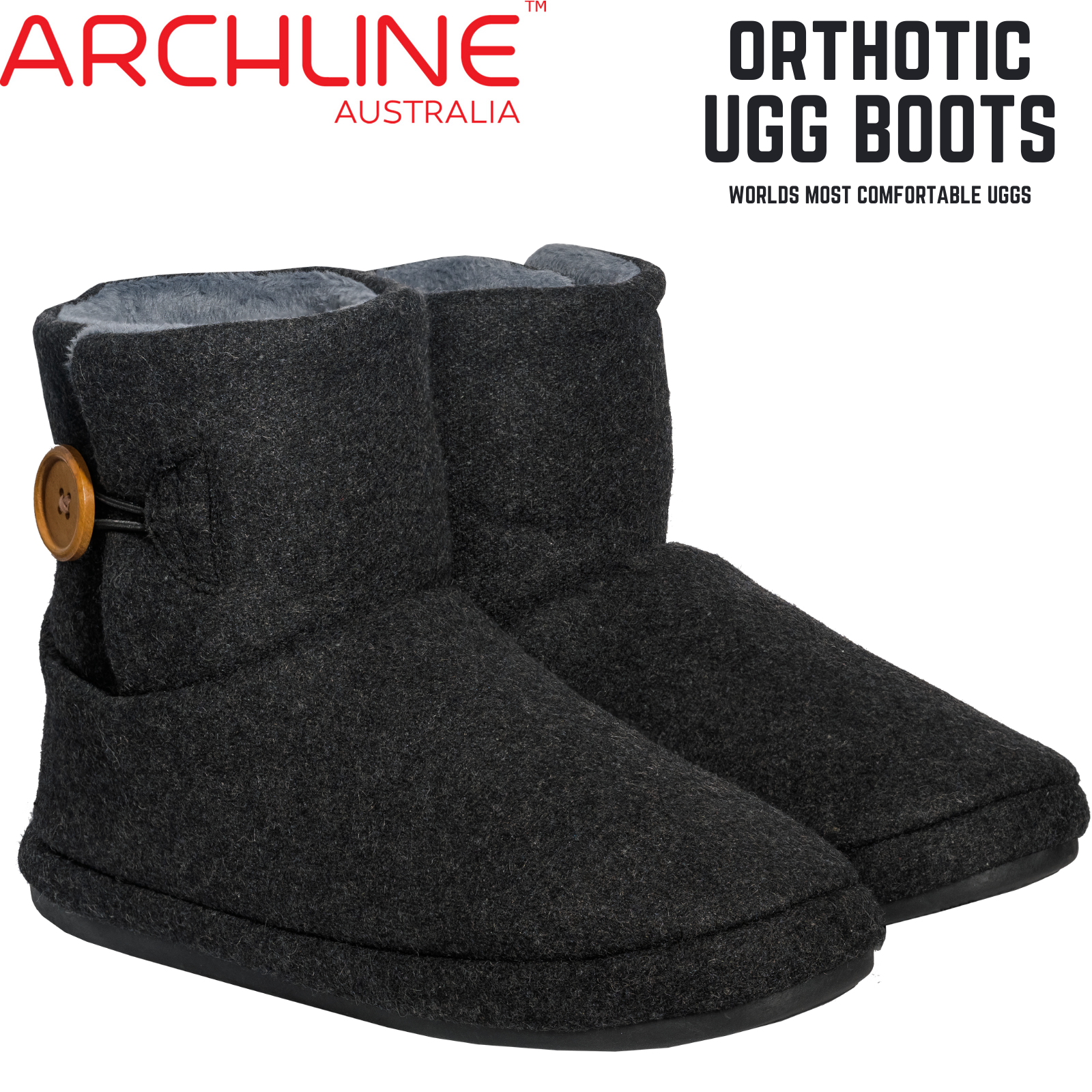 Archline Orthotic UGG Boots Slippers Arch Support Warm Orthopedic Shoes - Charcoal - EUR 43 (Women's US 12/Men's US 10) 9