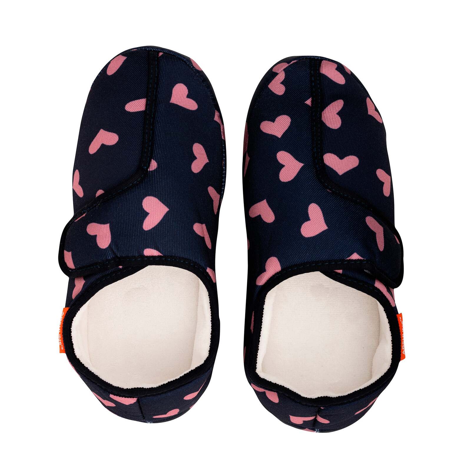 ARCHLINE Orthotic Plus Slippers Closed Scuffs Pain Relief Moccasins - Navy Hearts - EU 37 6