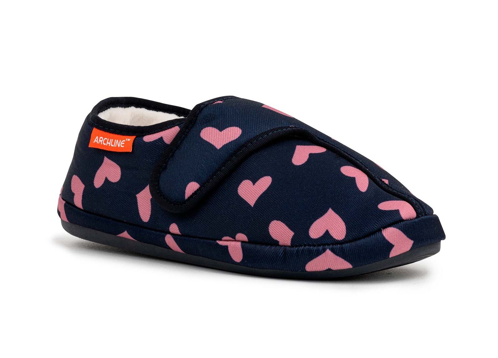 ARCHLINE Orthotic Plus Slippers Closed Scuffs Pain Relief Moccasins - Navy Hearts - EU 38 3