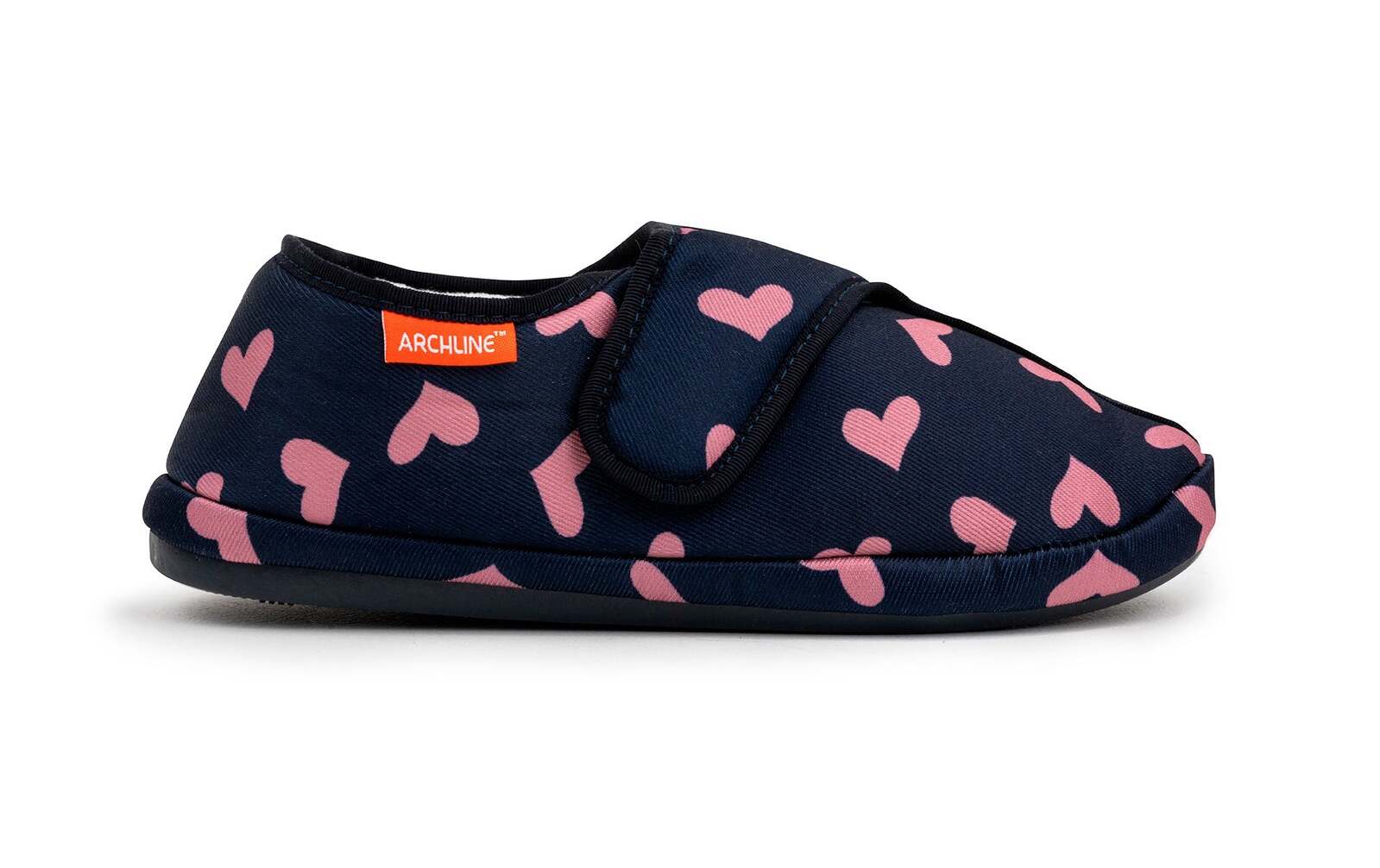 ARCHLINE Orthotic Plus Slippers Closed Scuffs Pain Relief Moccasins - Navy Hearts - EU 40 4