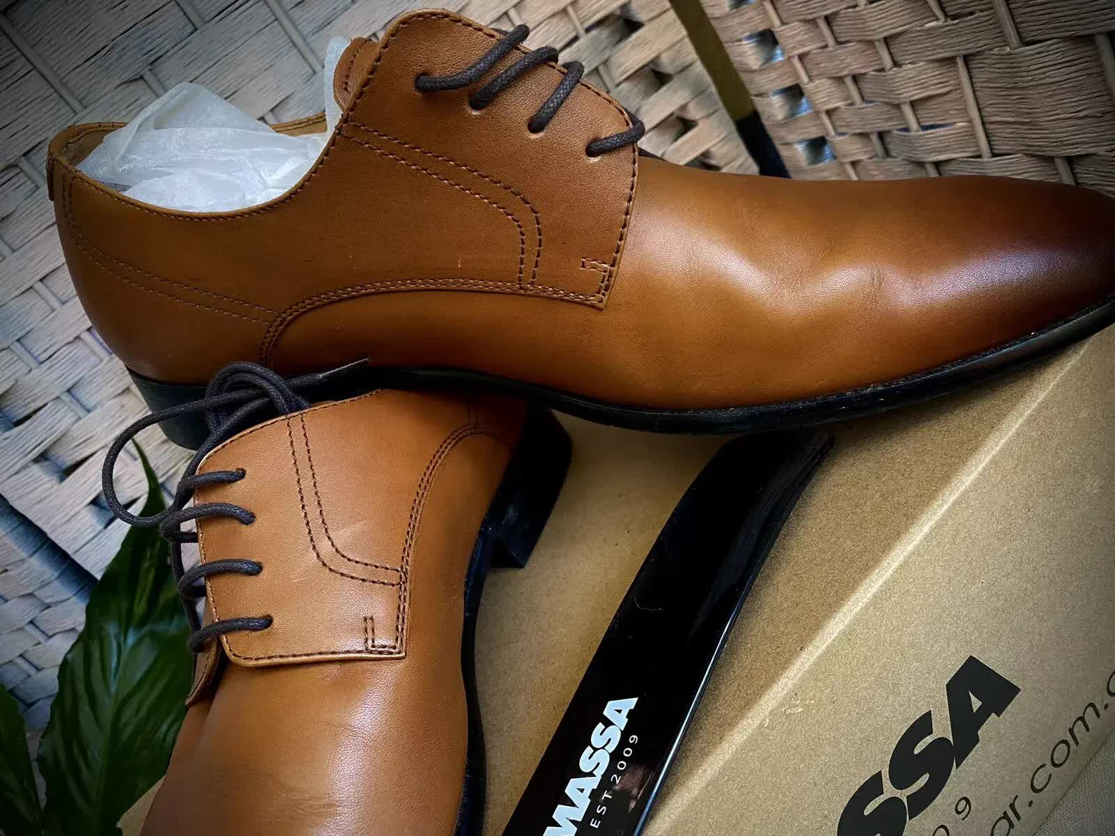 Massa Ascoli Leather Derby Dress Lace Up Shoes Wedding Business Formal in Tan - UK 10 8