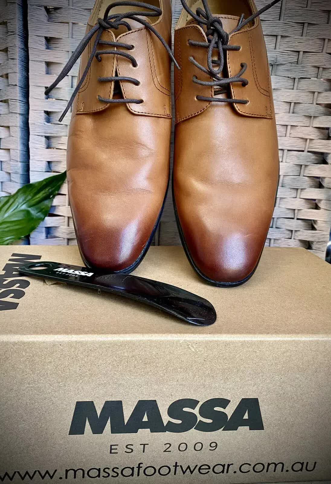 Massa Ascoli Leather Derby Dress Lace Up Shoes Wedding Business Formal in Tan - UK 11 6