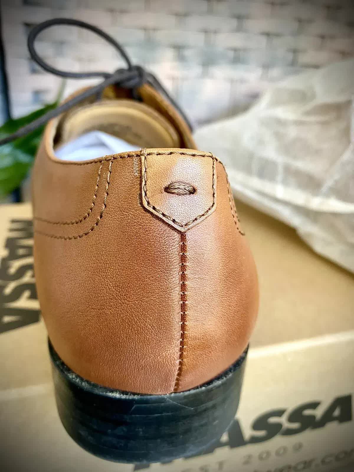 Massa Ascoli Leather Derby Dress Lace Up Shoes Wedding Business Formal in Tan - UK 9 5