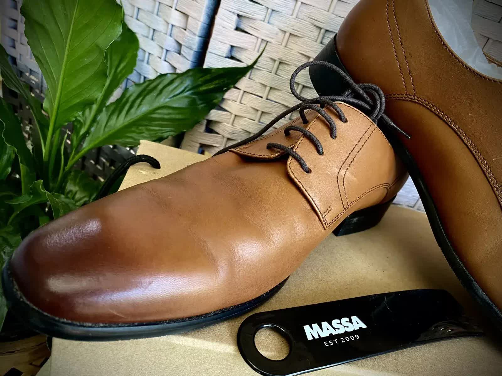 Massa Ascoli Leather Derby Dress Lace Up Shoes Wedding Business Formal in Tan - UK 9 9