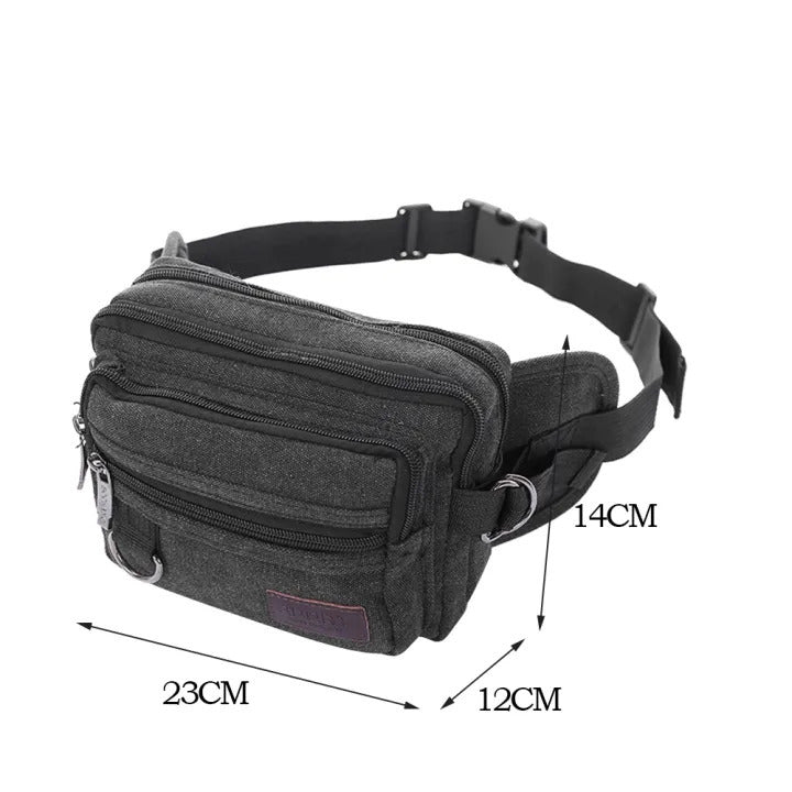 LARGE CANVAS BUM BAG Wallet Waist Pouch Travel Pocket Belt Storage in Black 4