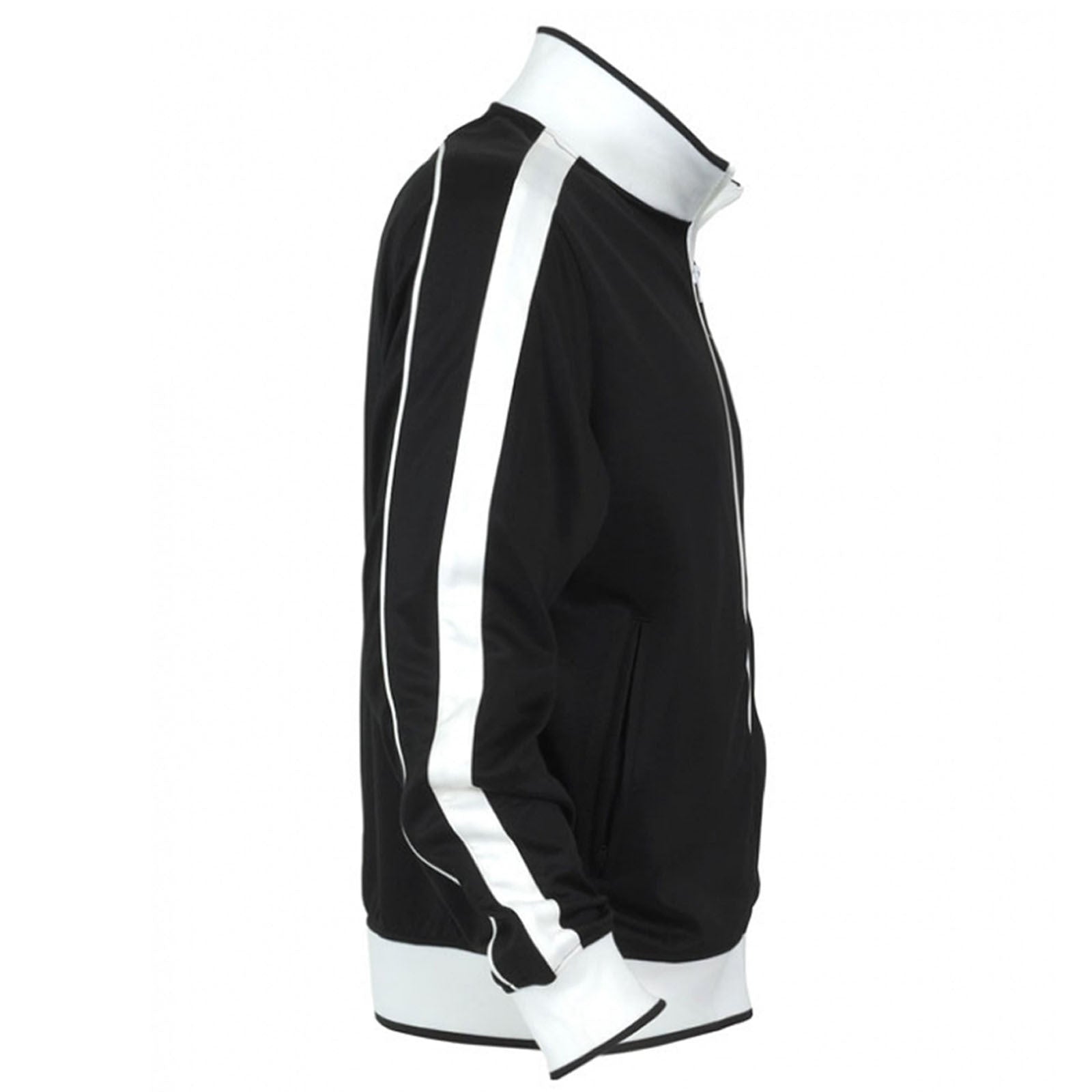 Identitee Mens Varsity Track Top Jacket Tracksuit Warm Winter Jumper Long Sleeve - Navy/White - L 4