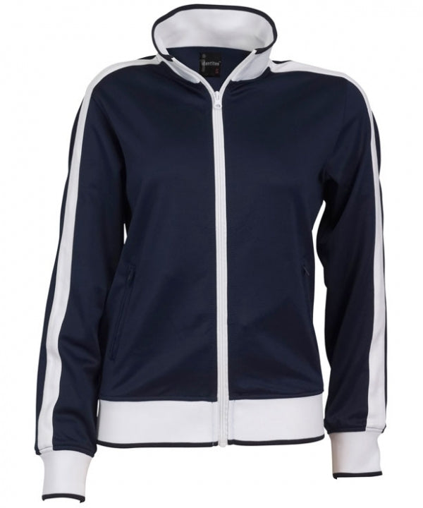 Identitee Ladies Track Top Jacket Tracksuit Warm Winter Full Zip Varsity Jumper - Navy/White - L (14-16) 4