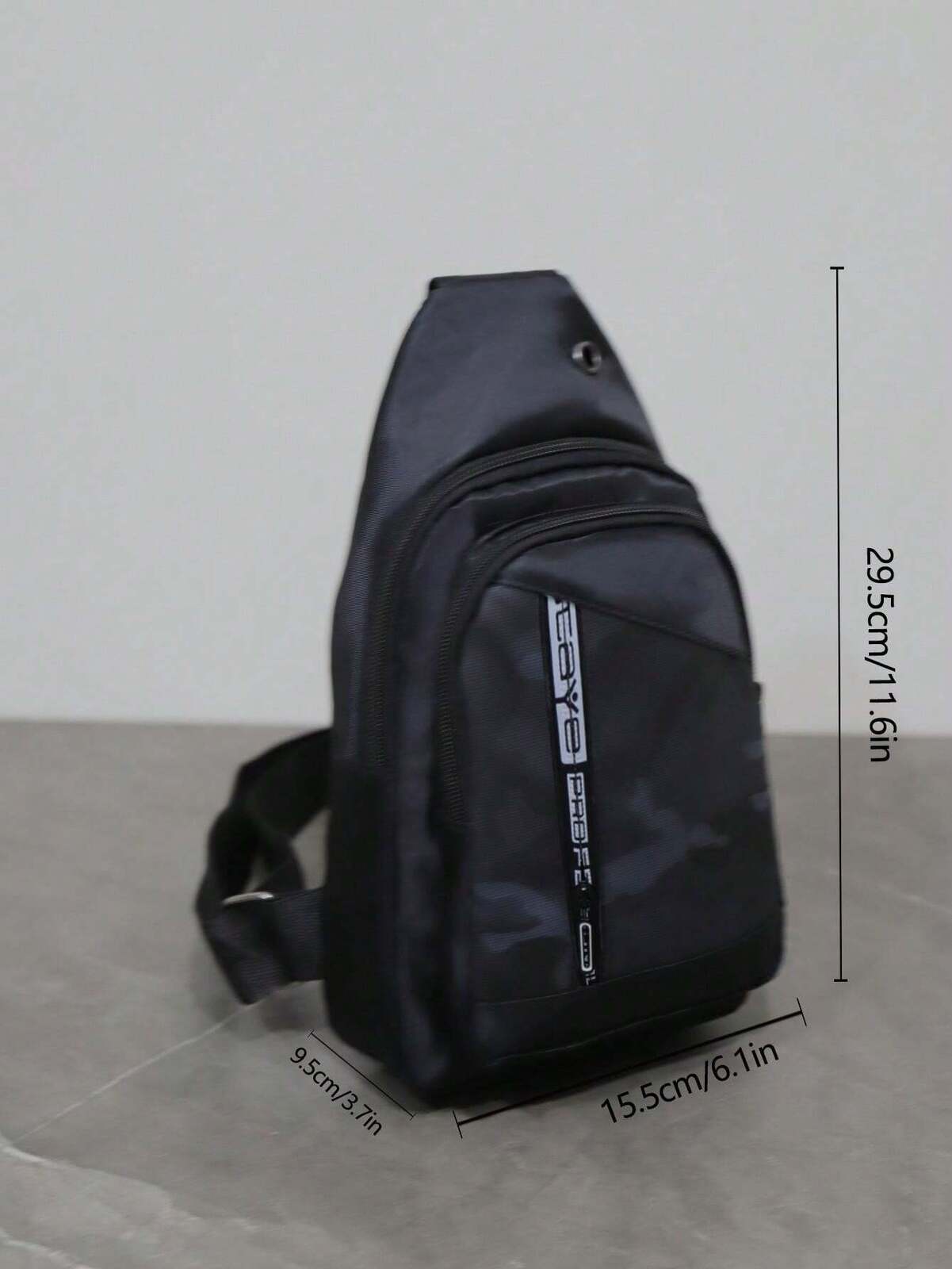 Mens Crossbody Sling Casual Chest Bag in Black 4