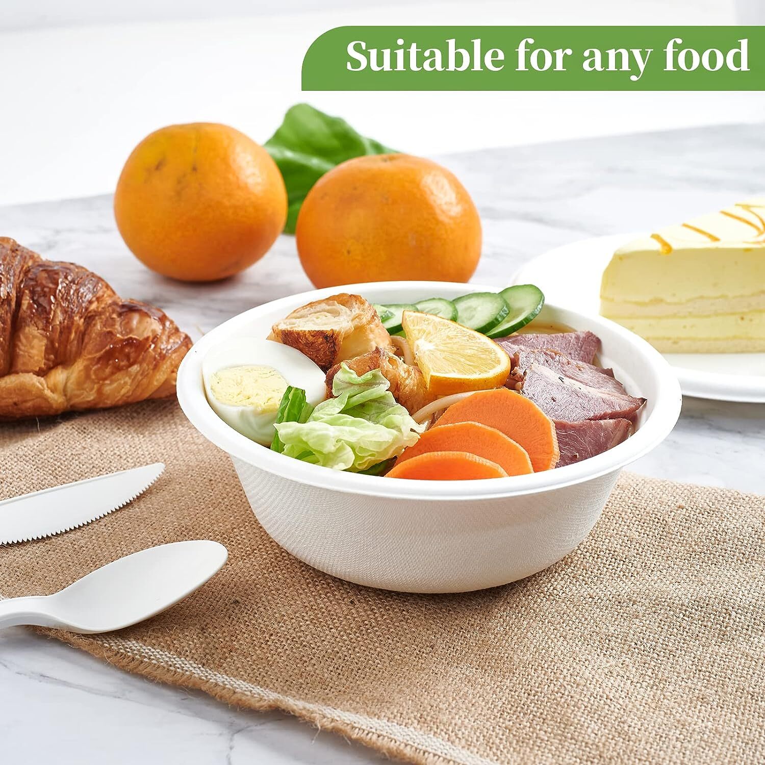 600pcs Disposable Sugarcane Bagasse Round Bowls - 18cm (450ml) - Bulk 4