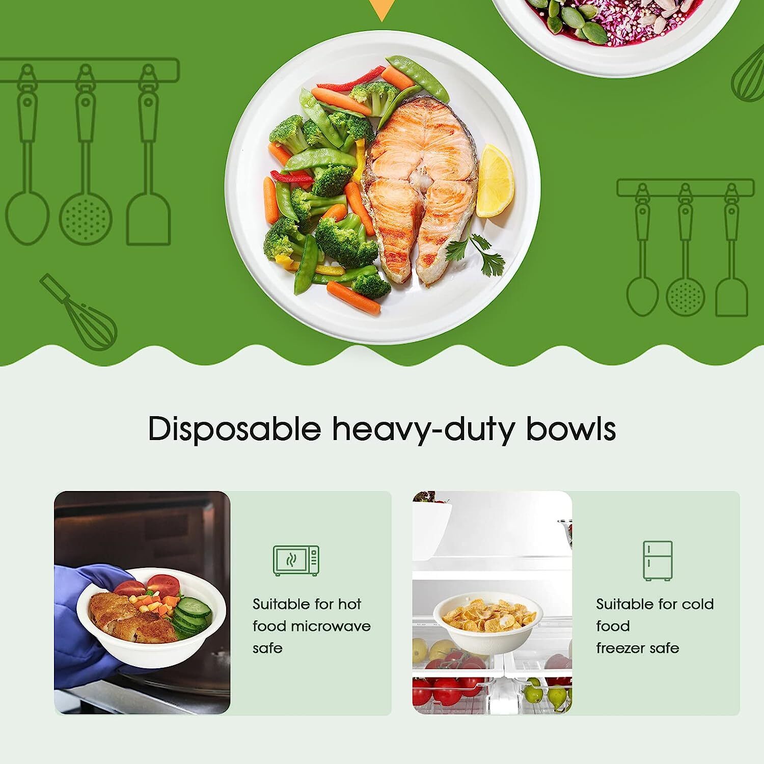 600pcs Disposable Sugarcane Bagasse Round Bowls - 18cm (450ml) - Bulk 6