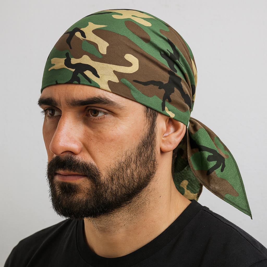 BANDANA 100% COTTON Head Wrap Durag Bandanna Summer Biker Scarf Mask - Army Camouflage