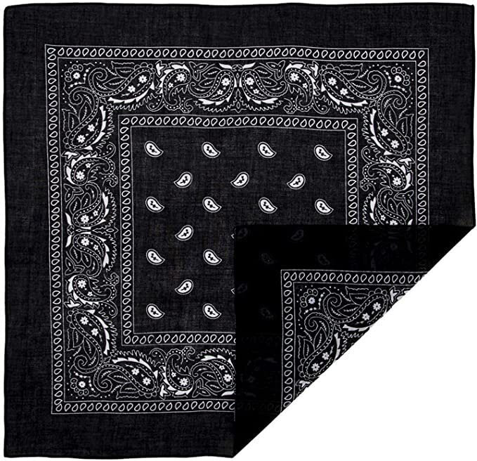BANDANA Paisley 100% COTTON Head Wrap Durag Bandanna Summer Biker Scarf Mask - Black 4