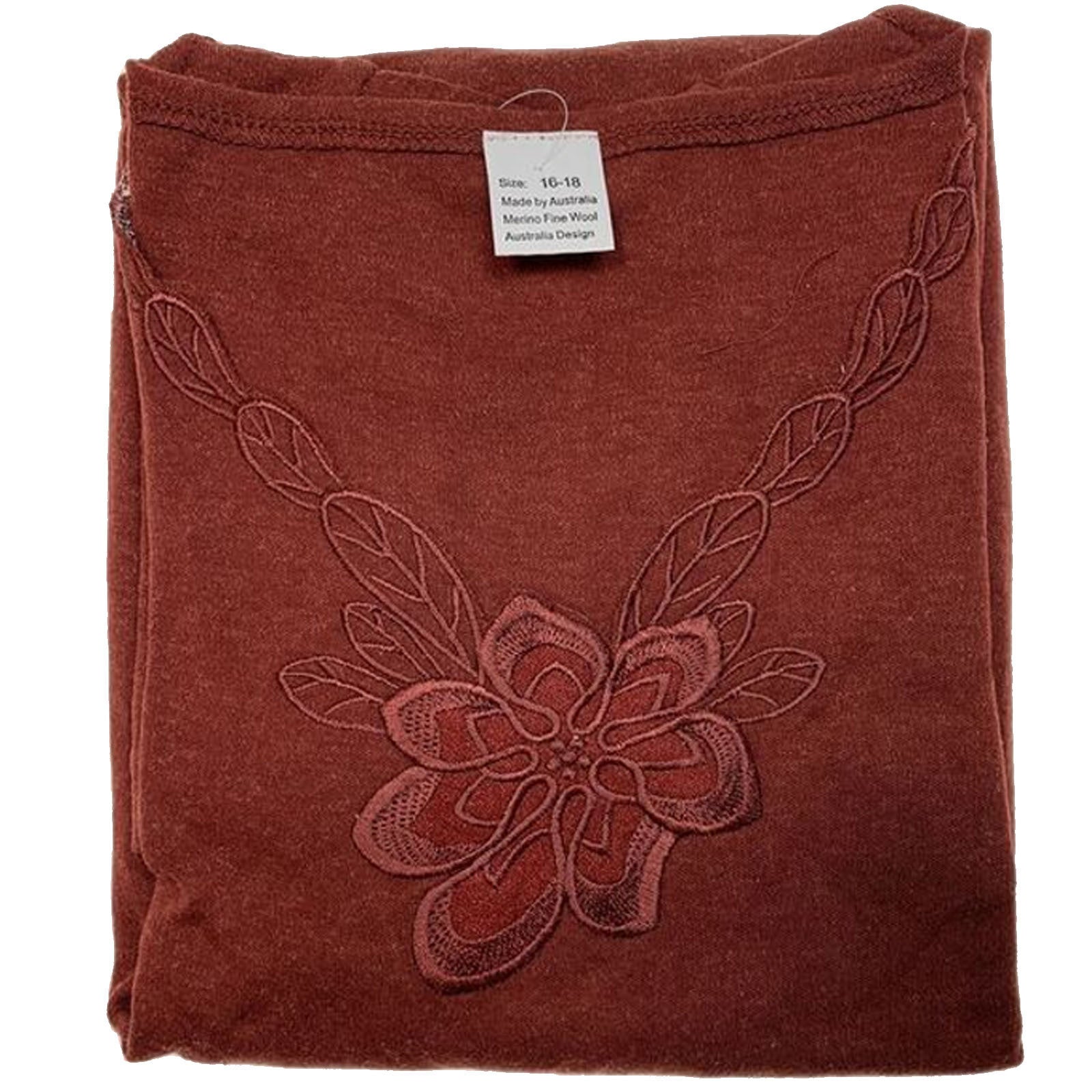 Ladies Merino Wool Blend Long Sleeve Thermal Spencer Top Thermals Underwear - Burgundy - 14-16 4