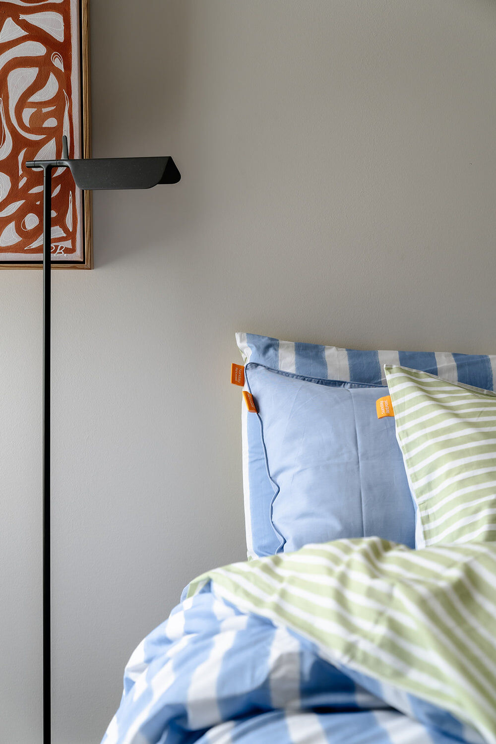 100% Cotton Duvet Quilt Cover Set w/ 2 Pillow Cases in Reversible Blue/Green/White Stripe - Queen 3