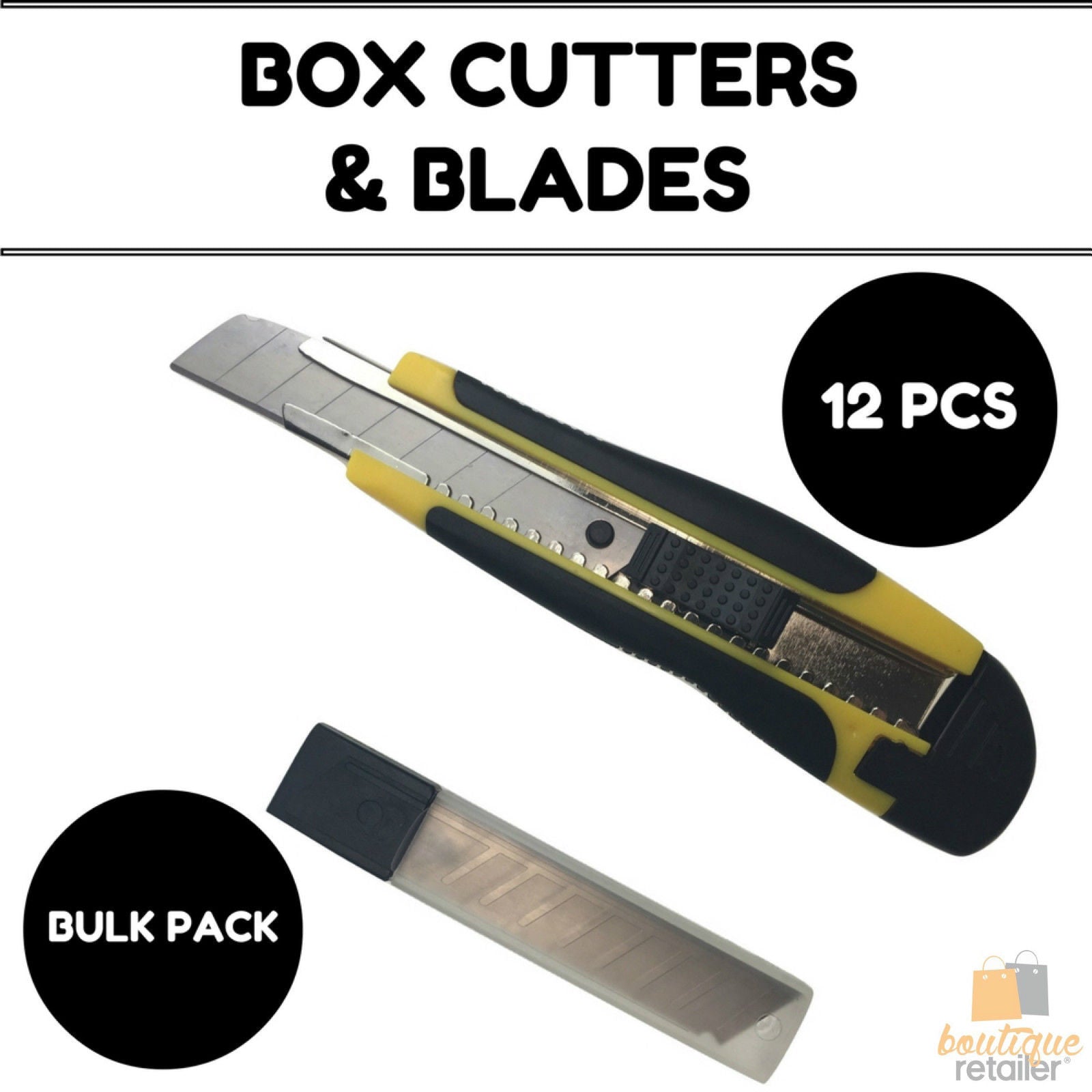12x BOX CUTTERS Knife Retractable Blade Snap Off Razor 18mm Durable Opener BULK 9
